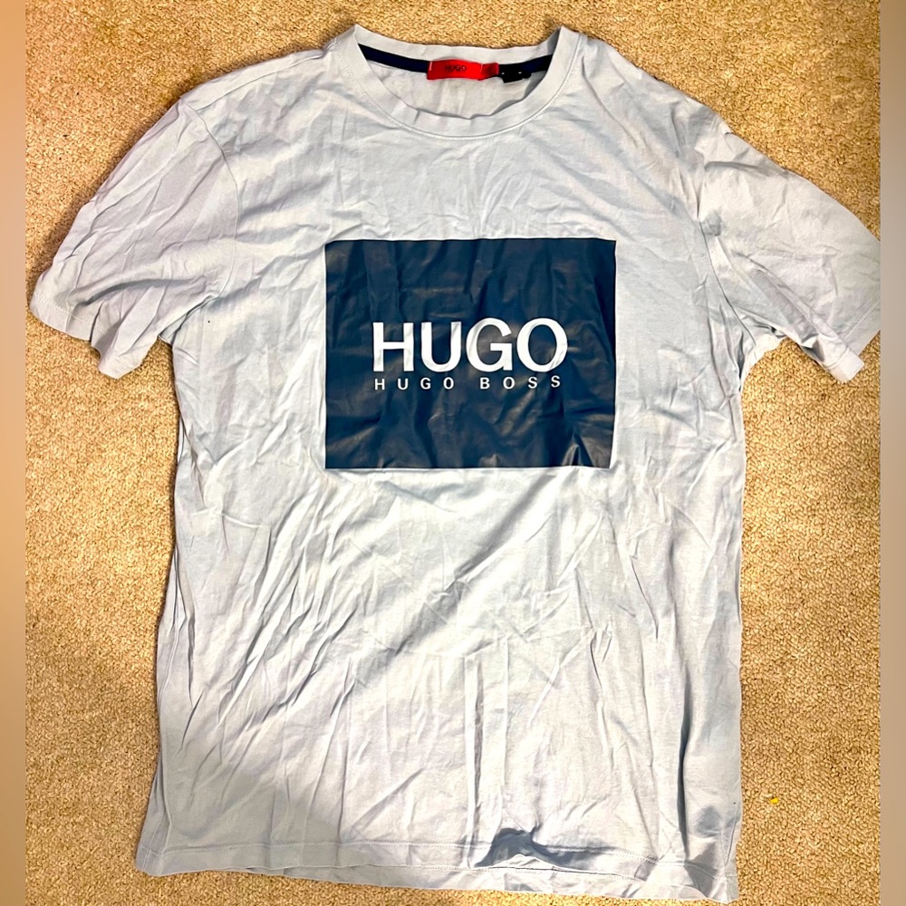 Hugo by Hugo Boss Crew Neck T-Shirt Cotton With Metallic Logo Print Size M